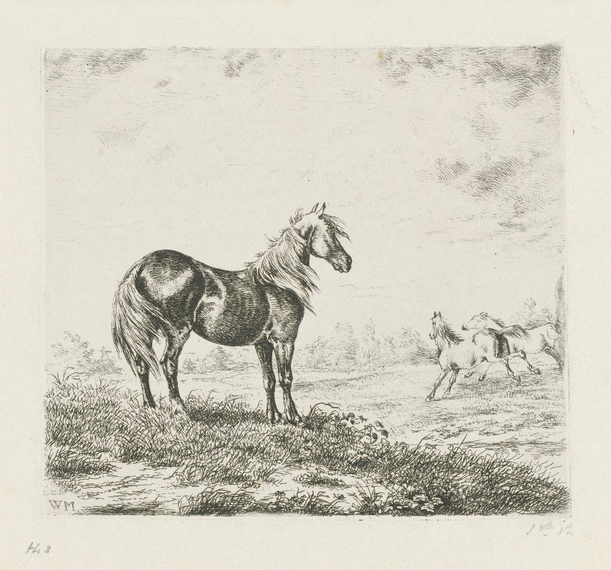 Üç atlı manzara by Christiaan Wilhelmus Moorrees