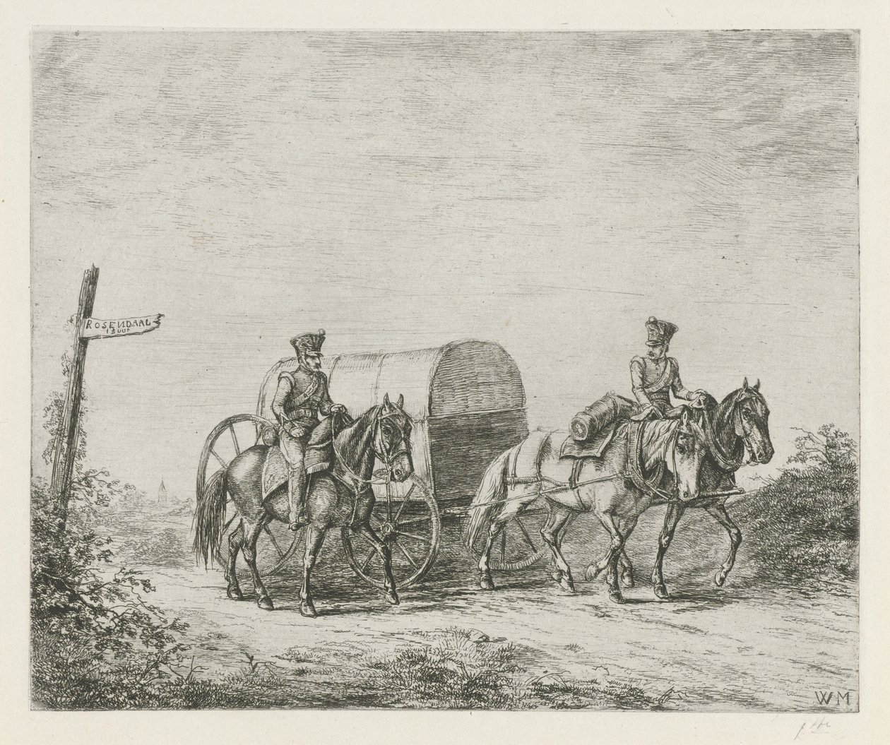 At sırtında iki asker by Christiaan Wilhelmus Moorrees