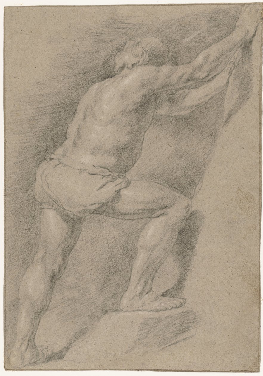 Bacağını kaldırmış çıplak bir adamın incelenmesi by Christiaen Gillisz. van Couwenberg (attributed to)