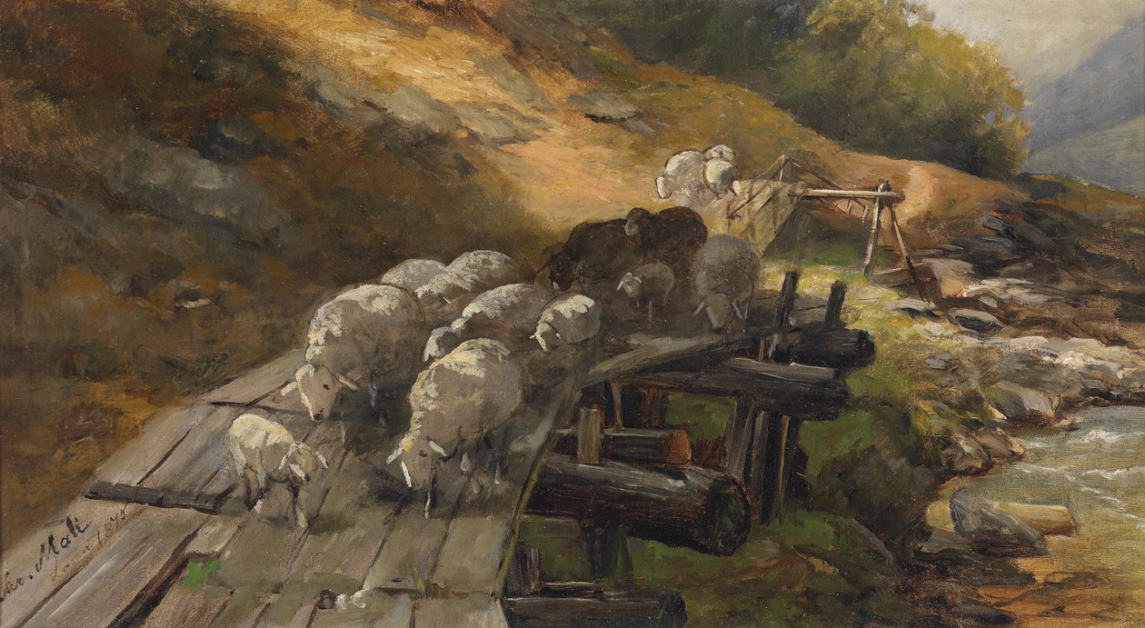 Koyun bir nehri geçmek by Christian Mali