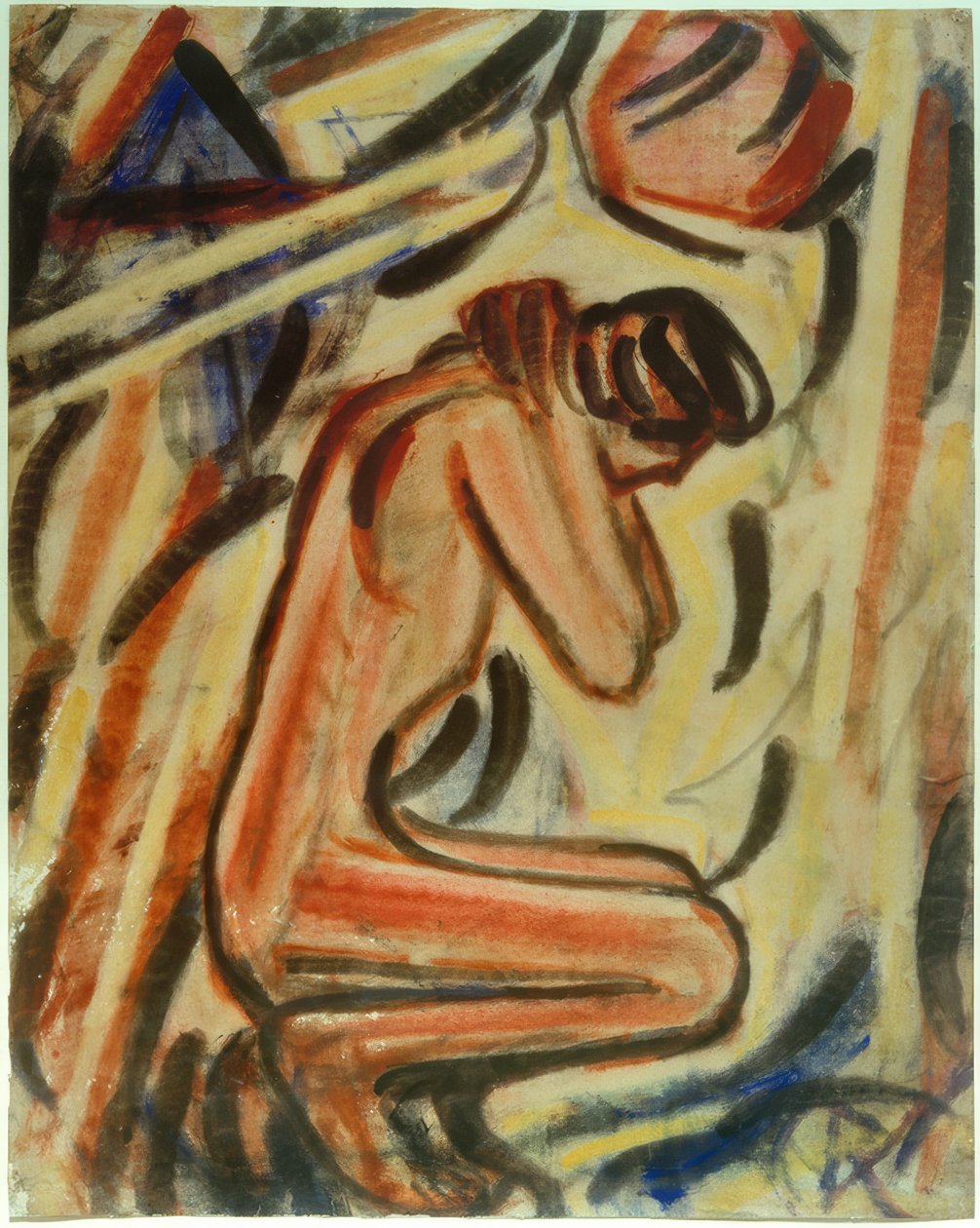 Diz çökmüş kadın figürü by Christian Rohlfs
