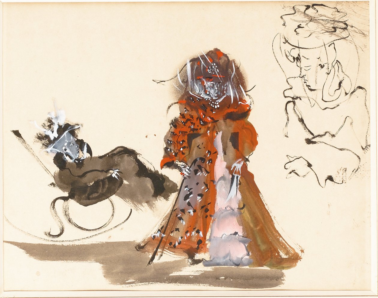 Kadın çalışmaları (kağıt üzerine suluboya) by Christian (attr. to) Berard