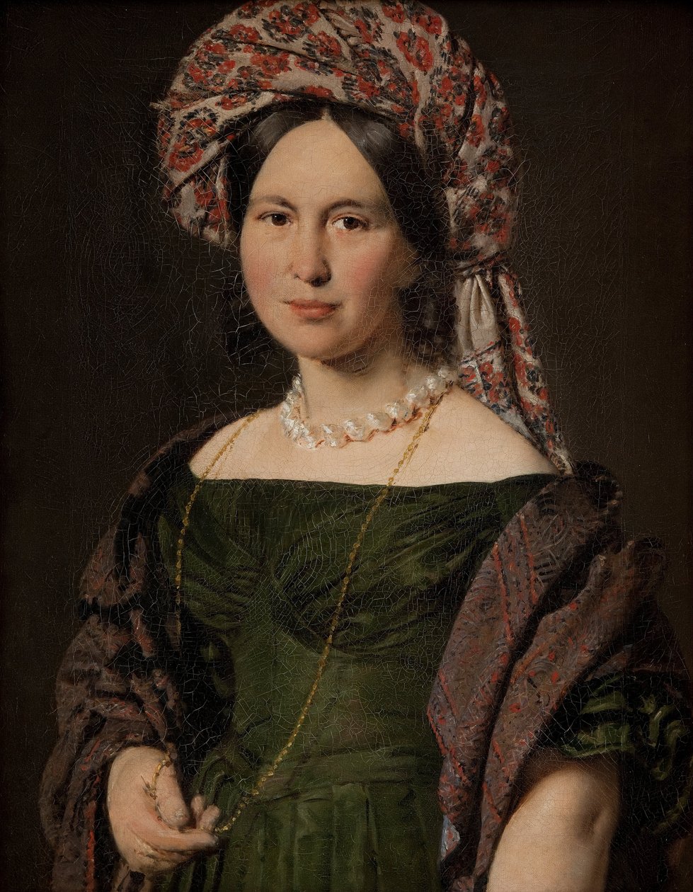 Cathrine Jensen, kızlık soyadı Lorenzen, Türban Takan Sanatçıların Eşi, 1842-1843 by Christian Albrecht Jensen