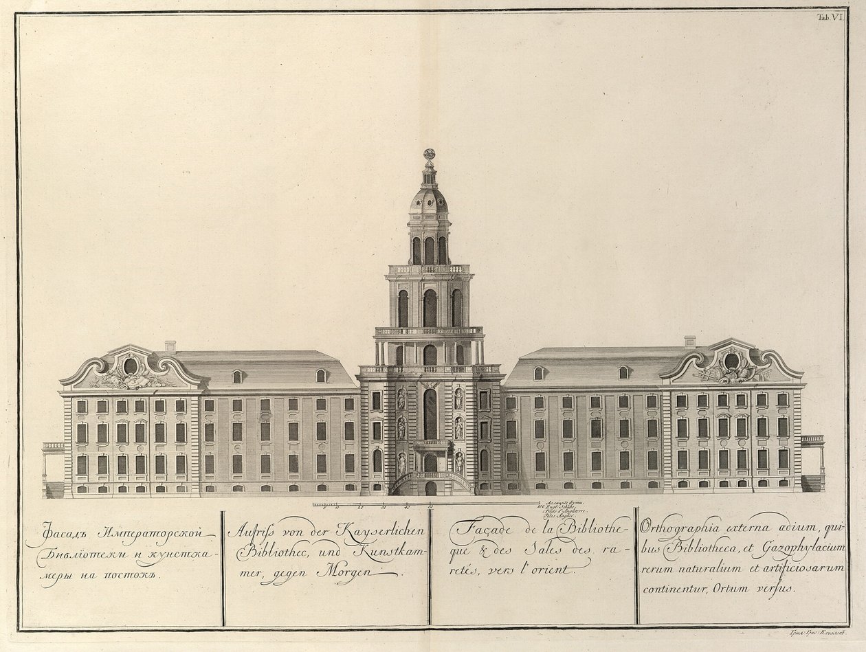 İmparatorluk Kütüphanesi ve Kunstkammer Kimden: İmparatorluk Bilimler Akademisi binası, 1741 by Christian Albrecht Wortmann