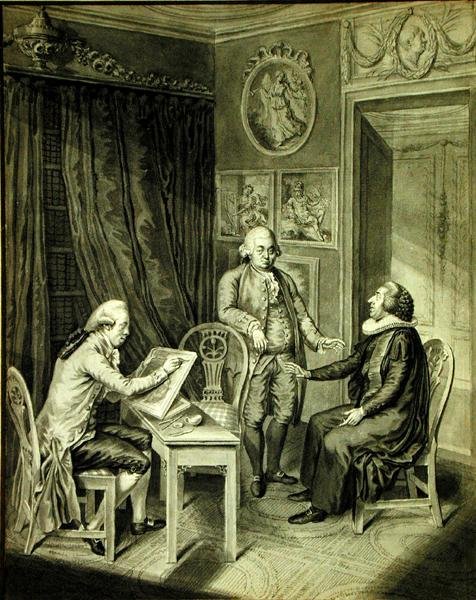 Christian Andreas Georg Stottrupp (1789-1835), Papaz Sturm ve Philipp Emanuel Bach (1714-88) (kağıt üzerine Hint mürekkebi) by Christian Andreas Georg Stottrupp