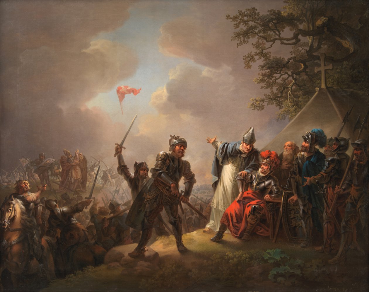 Danimarka Bayrağı Efsanesi. Lyndanise Savaşı sırasında gökten düşen Dannebrog, 18 by Christian August Lorentzen