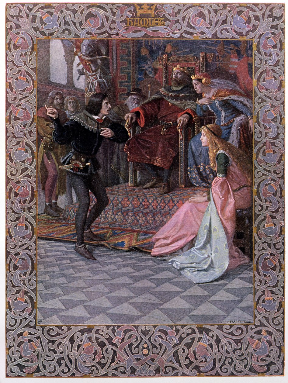 Hamlet, Kral Claudius, Kraliçe Gertrude ve Ophelia