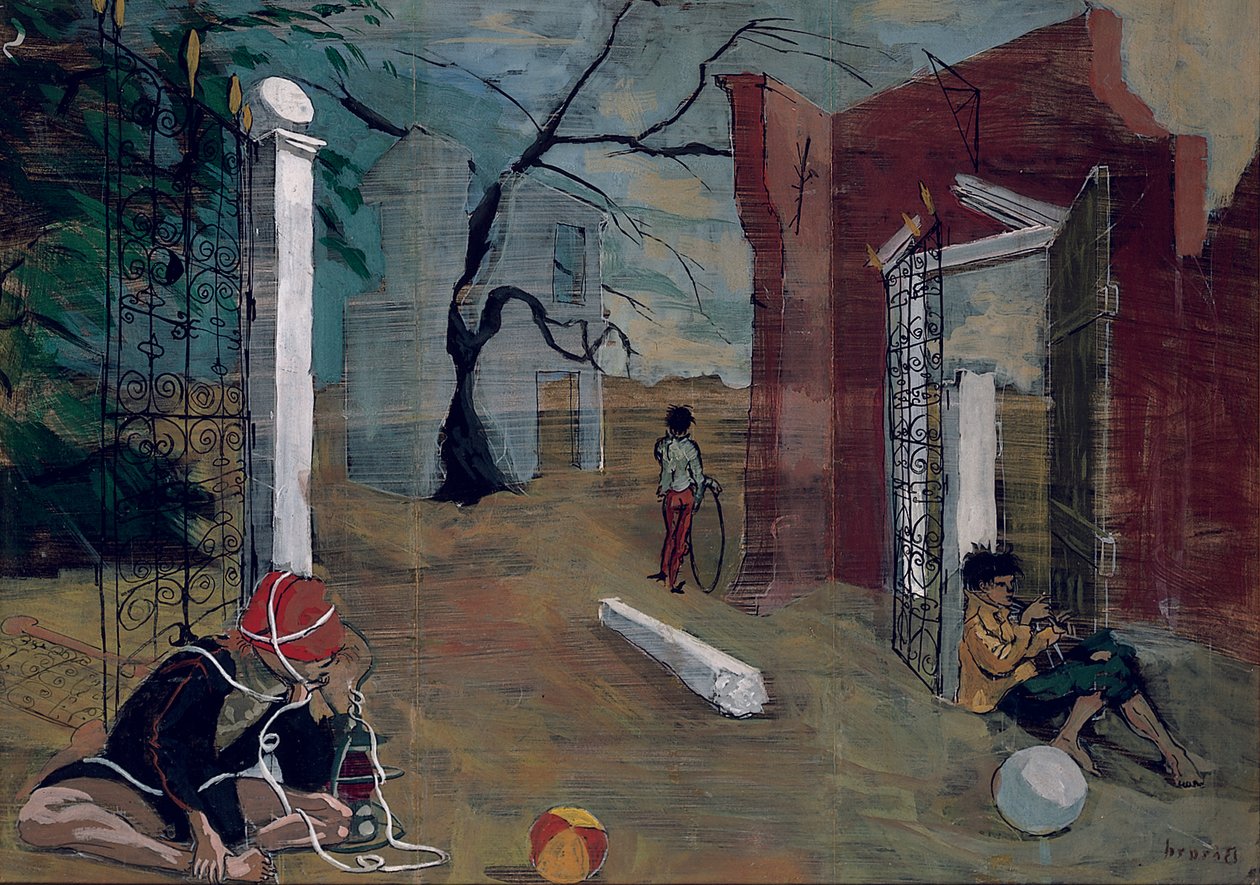 Tiyatro sahnesi (pano üzerine serilen kağıt üzerine yağlı boya) by Christian Bérard