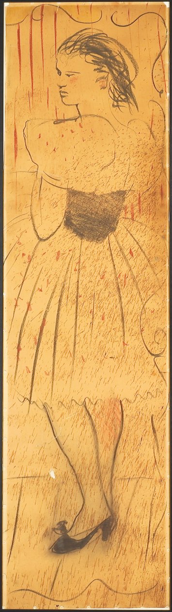 Triptych (bir sevgili sahnesinin çizimi) (kağıt üzerine kalem) (ayrıca bkz. 742028-29) by Christian Bérard
