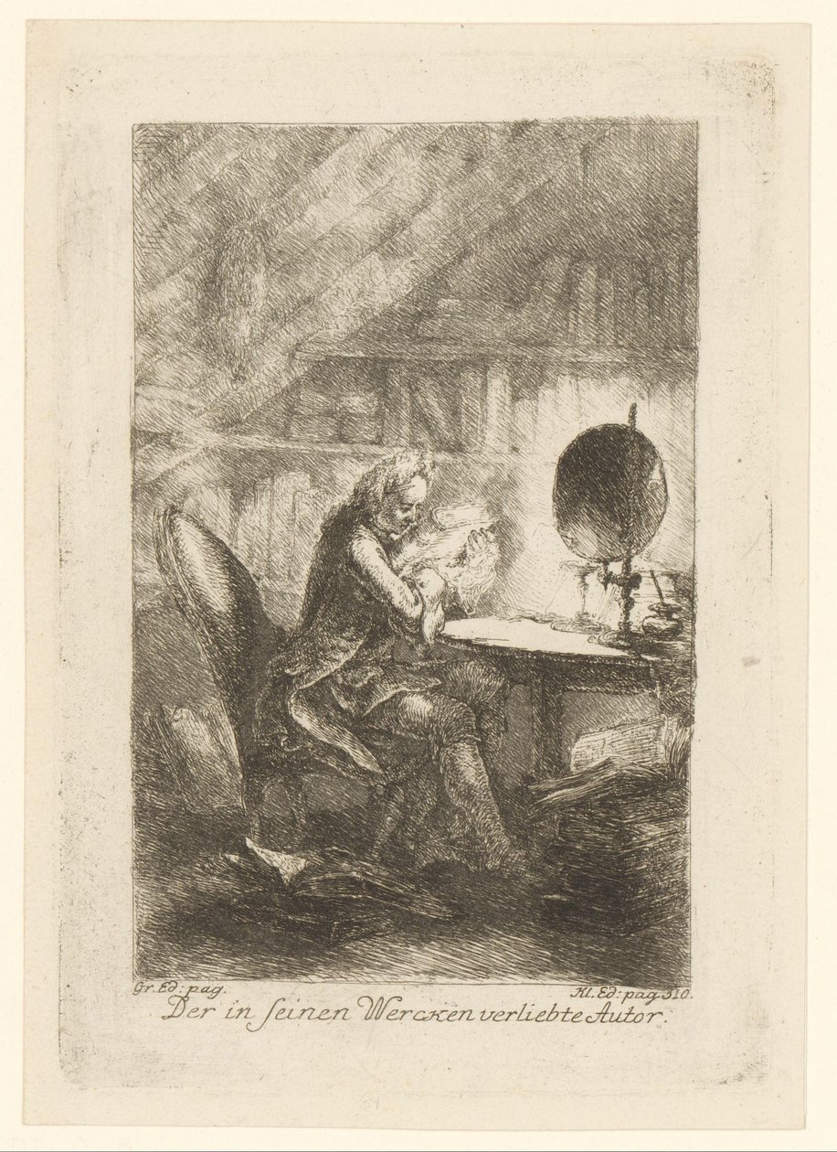 Eserlerine aşık olan yazar Der in seinen Wercken verliebte Autor (nesne üzerine başlık) by Christian Bernhard Rode