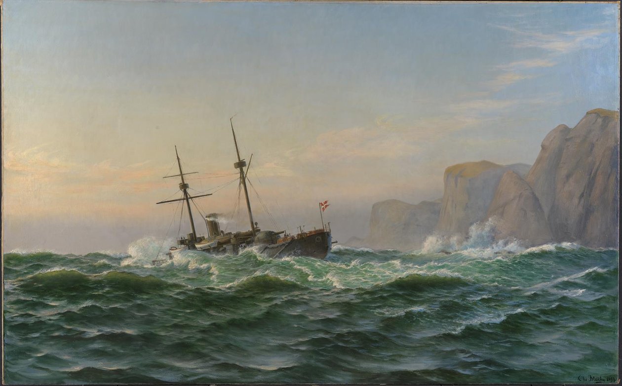 Zırhlı gemi "Iver Hvitfeldt" 1893 yazında Trondheim yolunda Forbjerget Stat
