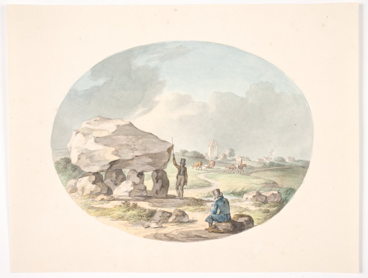 Bir kilise ile bir köyün dışında taş dolmen by Christian David Gebauer