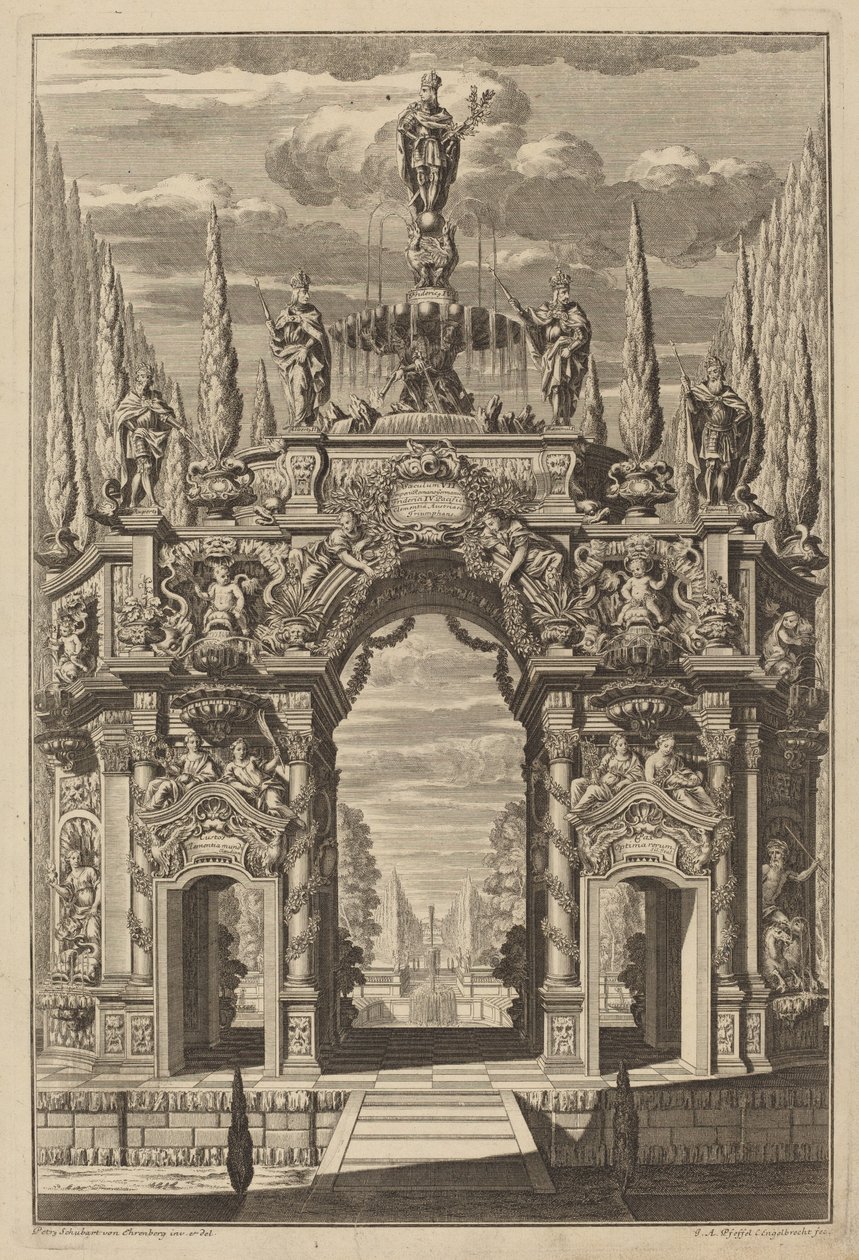 Friedrich IV için Zafer Takı by Christian Engelbrecht and Johann Andreas Pfeffel, after Peter Schubert von Ehrenberg