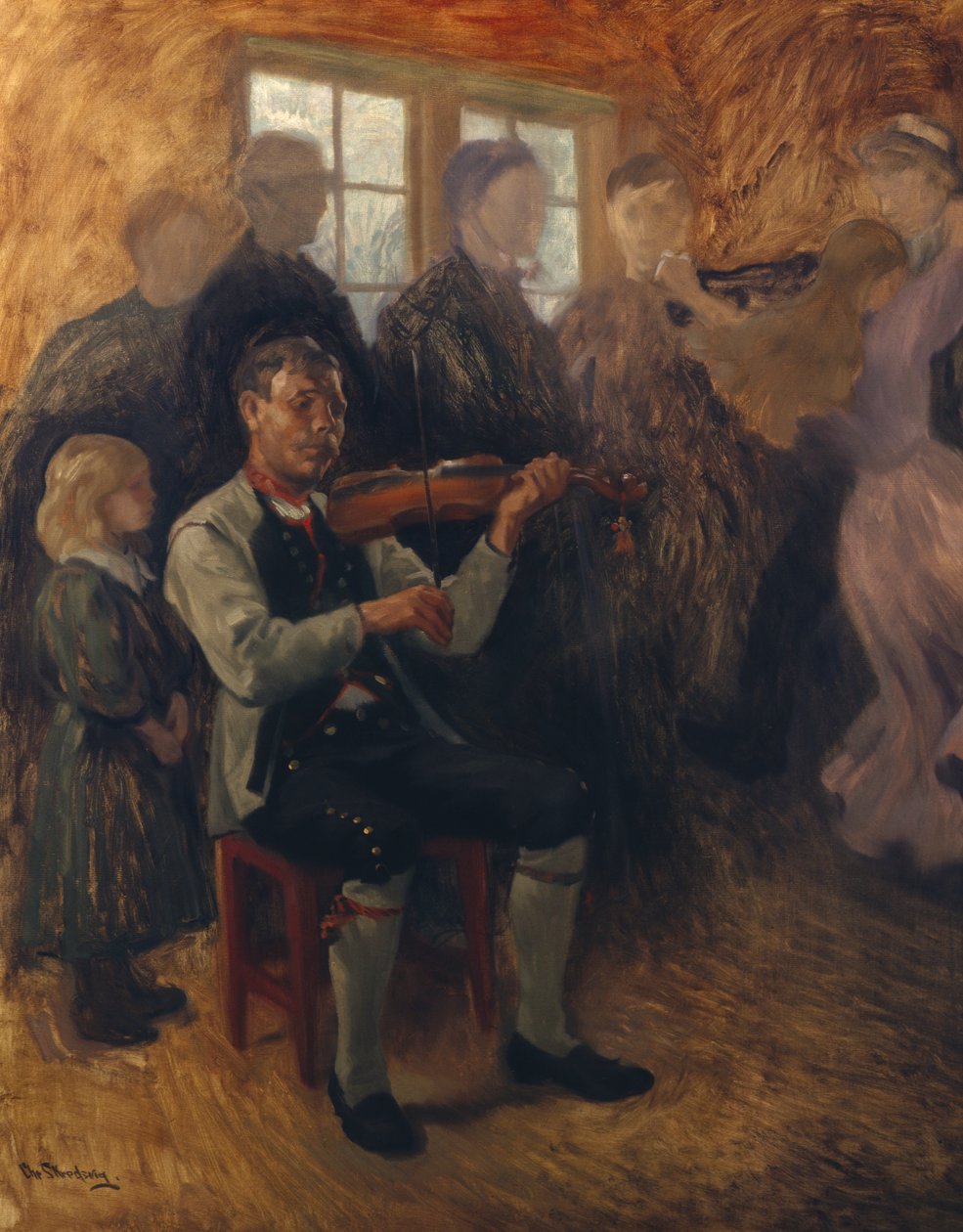 Bir Numedals kemancısı (çalışma) (tuval üzerine yağlı boya) by Christian Eriksen Skredsvig
