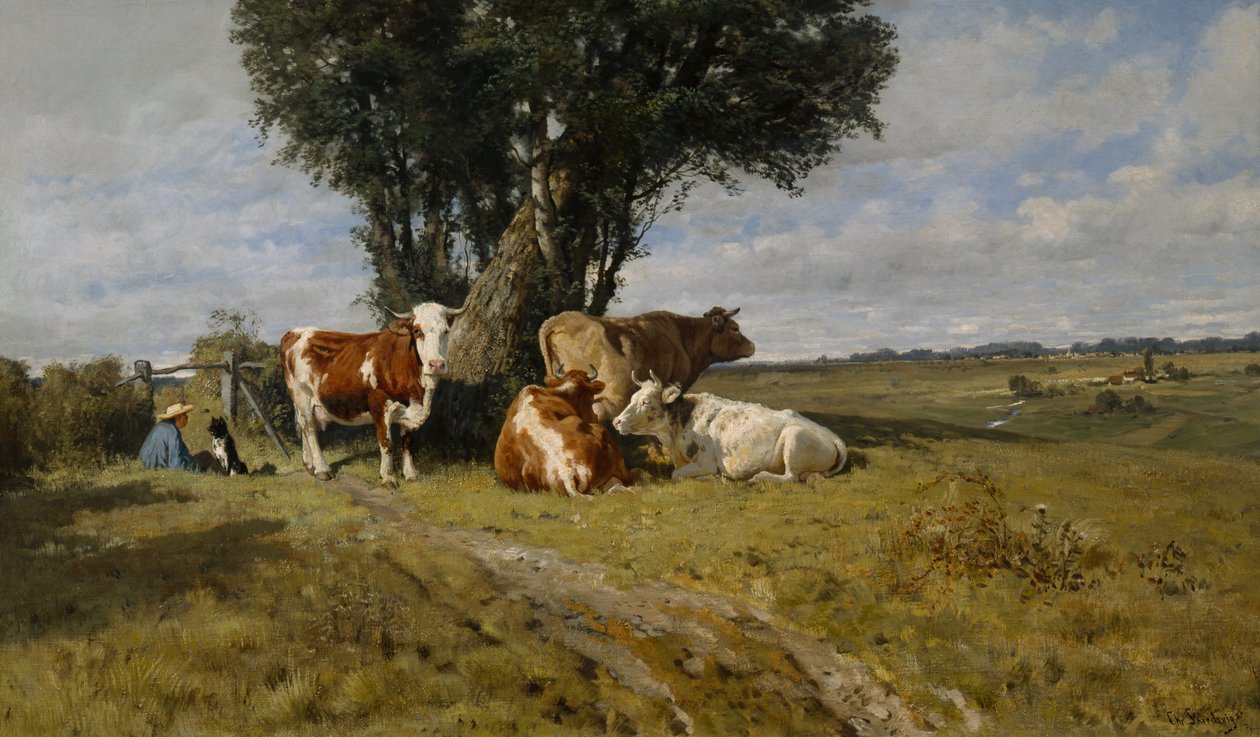 İnekler ile manzara by Christian Eriksen Skredsvig