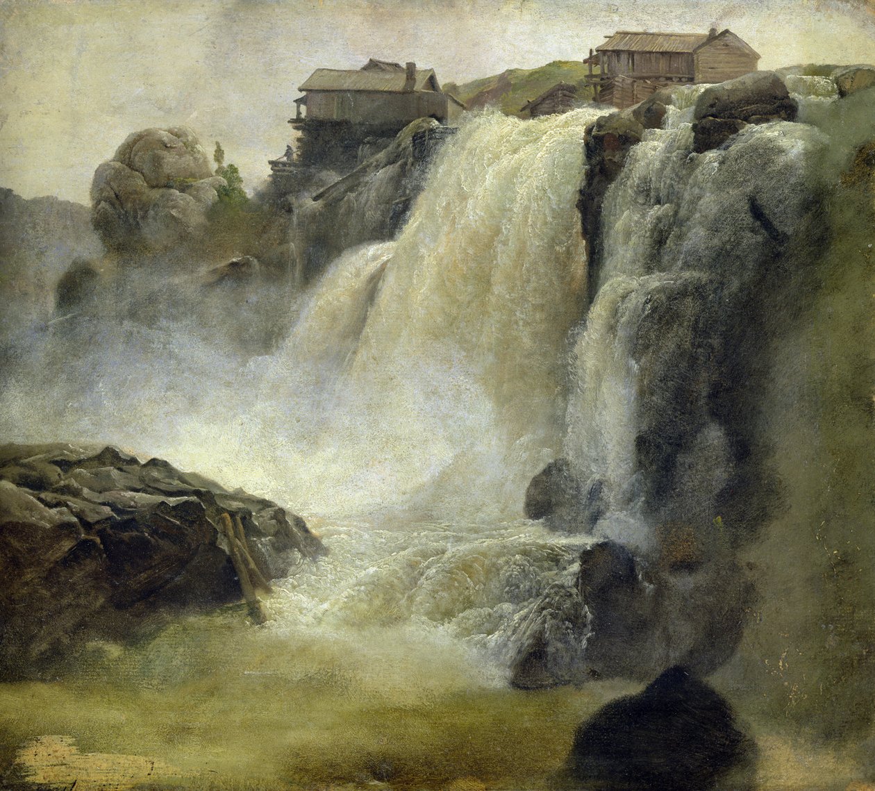 Haugfoss, Norveç, 1827 (gemide kağıt üzerine yağlı boya) by Christian Ernst Bernhard Morgenstern