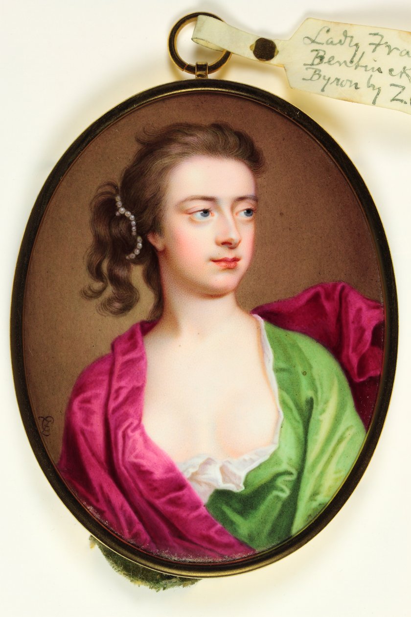 Leydi Frances Wilhelmina Bentinck, Leydi Byron (emaye) by Christian Friedrich Zincke