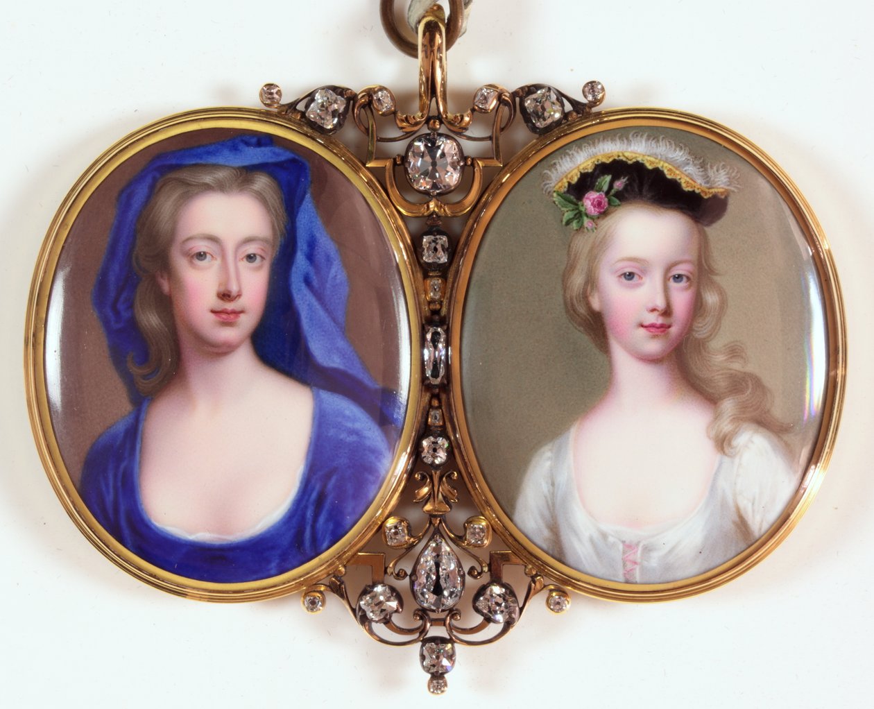 Leydi Henrietta Cavendish Holles Harley ve kızı Margaret (emaye) (ayrıca bkz. 3076141) by Christian Friedrich Zincke