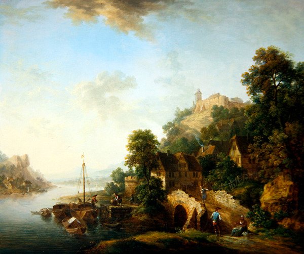 Braubach Köyünden Bir Görünüm (bakır üzerine yağlı boya) by Christian Georg I Schutz