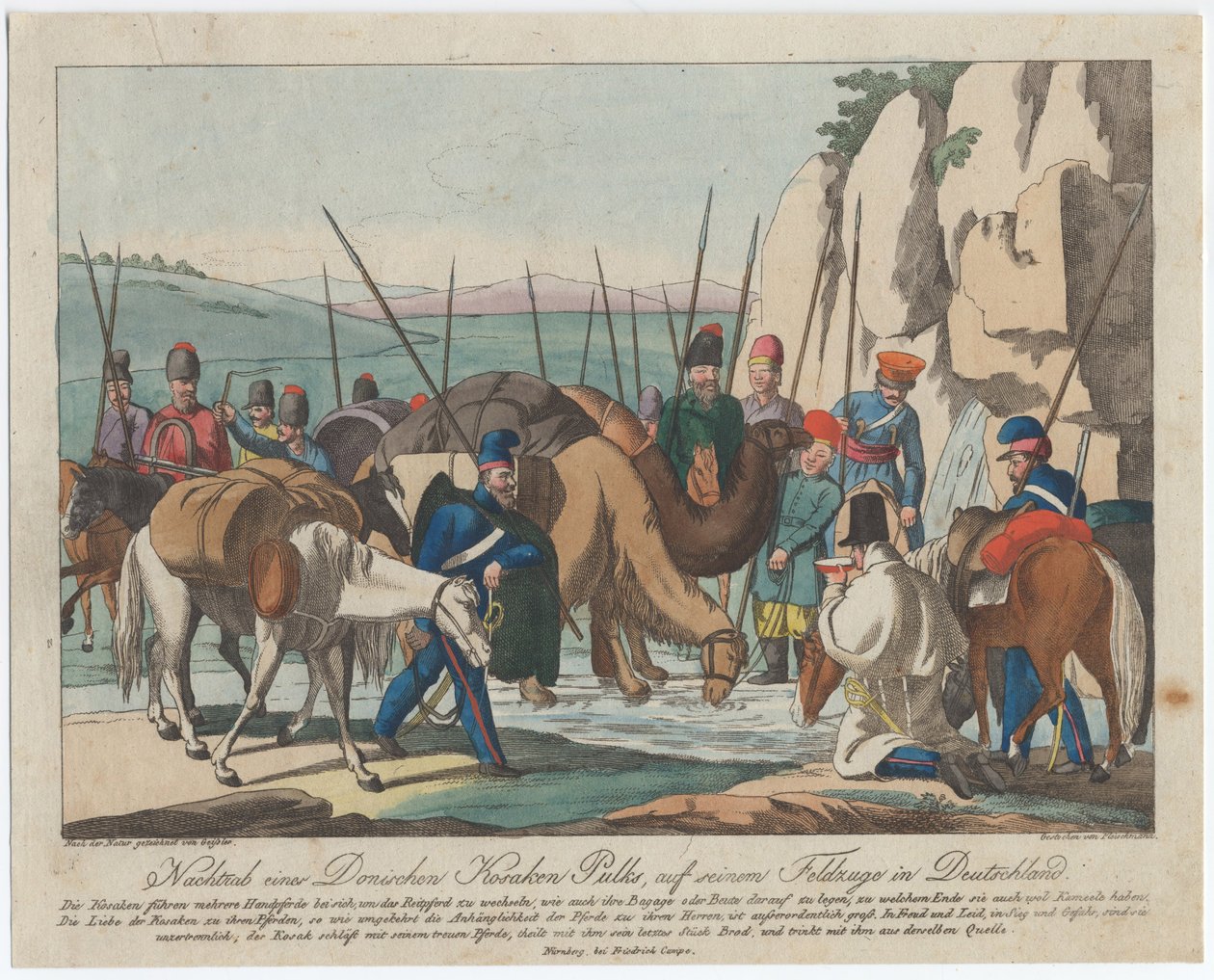 Almanya'da dinlenen Don Kazakları, ca 1814 by Christian Gottfried Heinrich Geissler