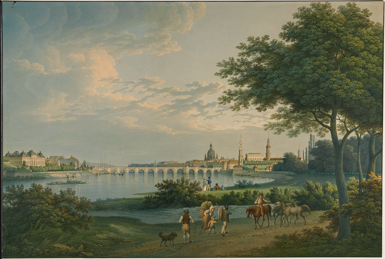 Dresden manzarası, 1810 by Christian Gottlieb Hammer