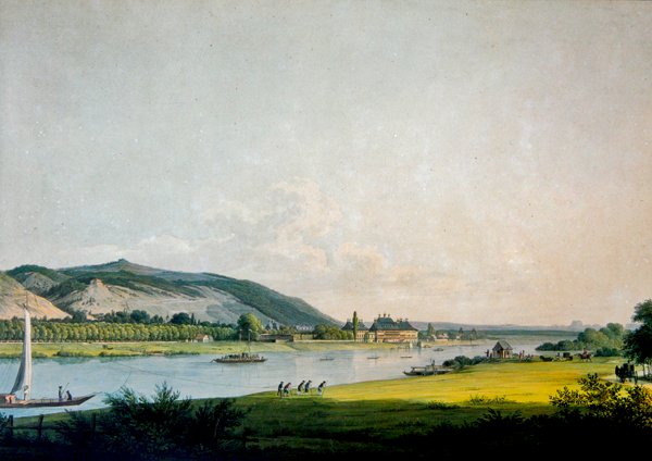 Dresden yakınlarındaki Pillnitz ve çevresi (renkli gravür) by Christian Gottlob Hammer