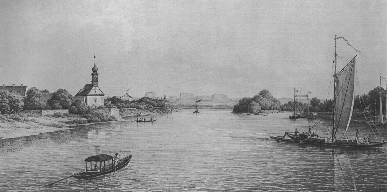1850 civarında Dresden yakınlarındaki Maria am Wasser Kilisesi by Christian Gottlob Hammer