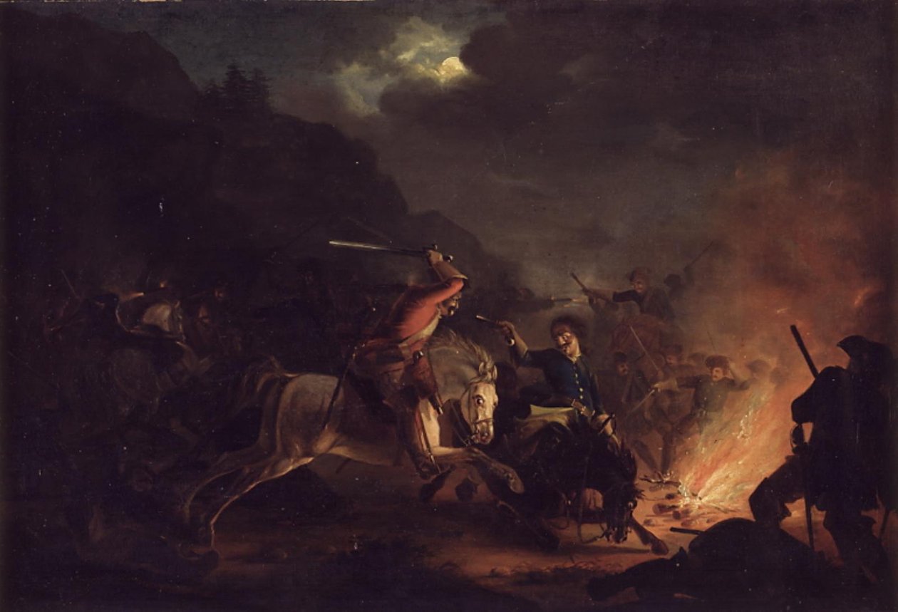 Norveç ve İsveç Süvarileri Arasında Gece Çatışması by Christian Holm