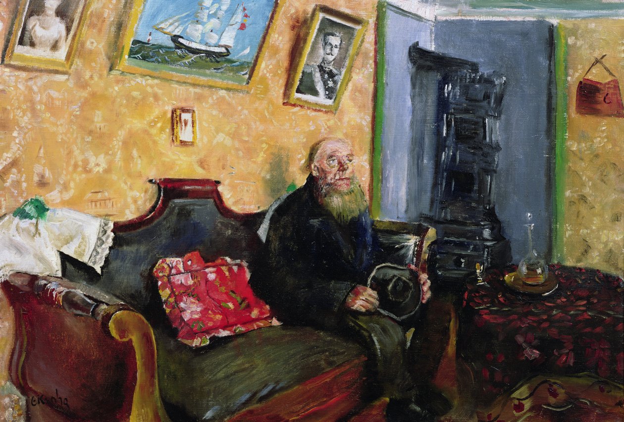 Bir taziye ziyareti (tuval üzerine yağlı boya) by Christian Krohg
