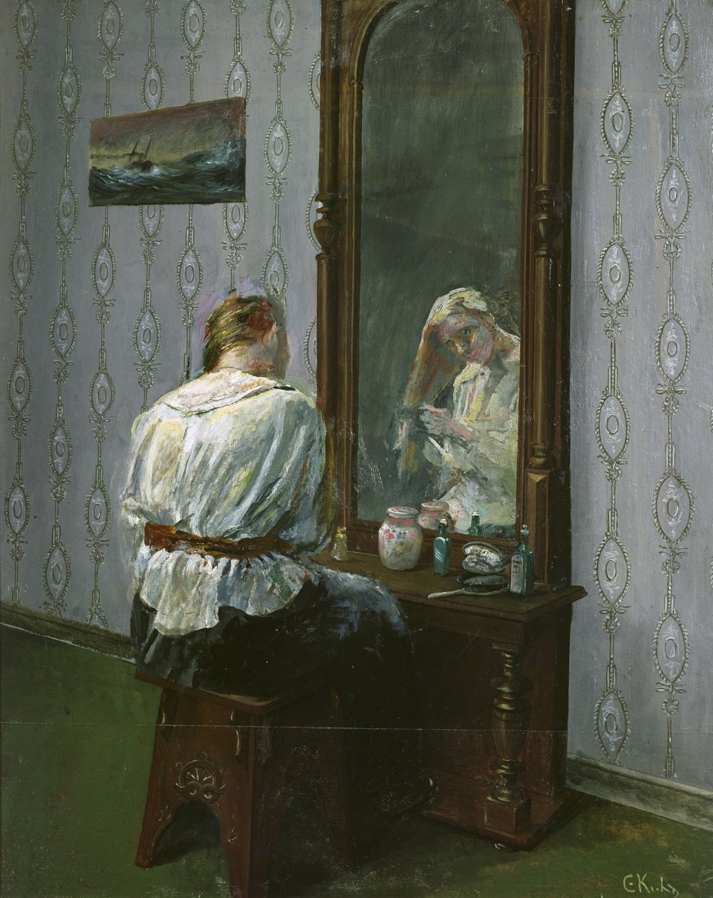 Aynanın önü (tuval üzerine yağlı boya) by Christian Krohg