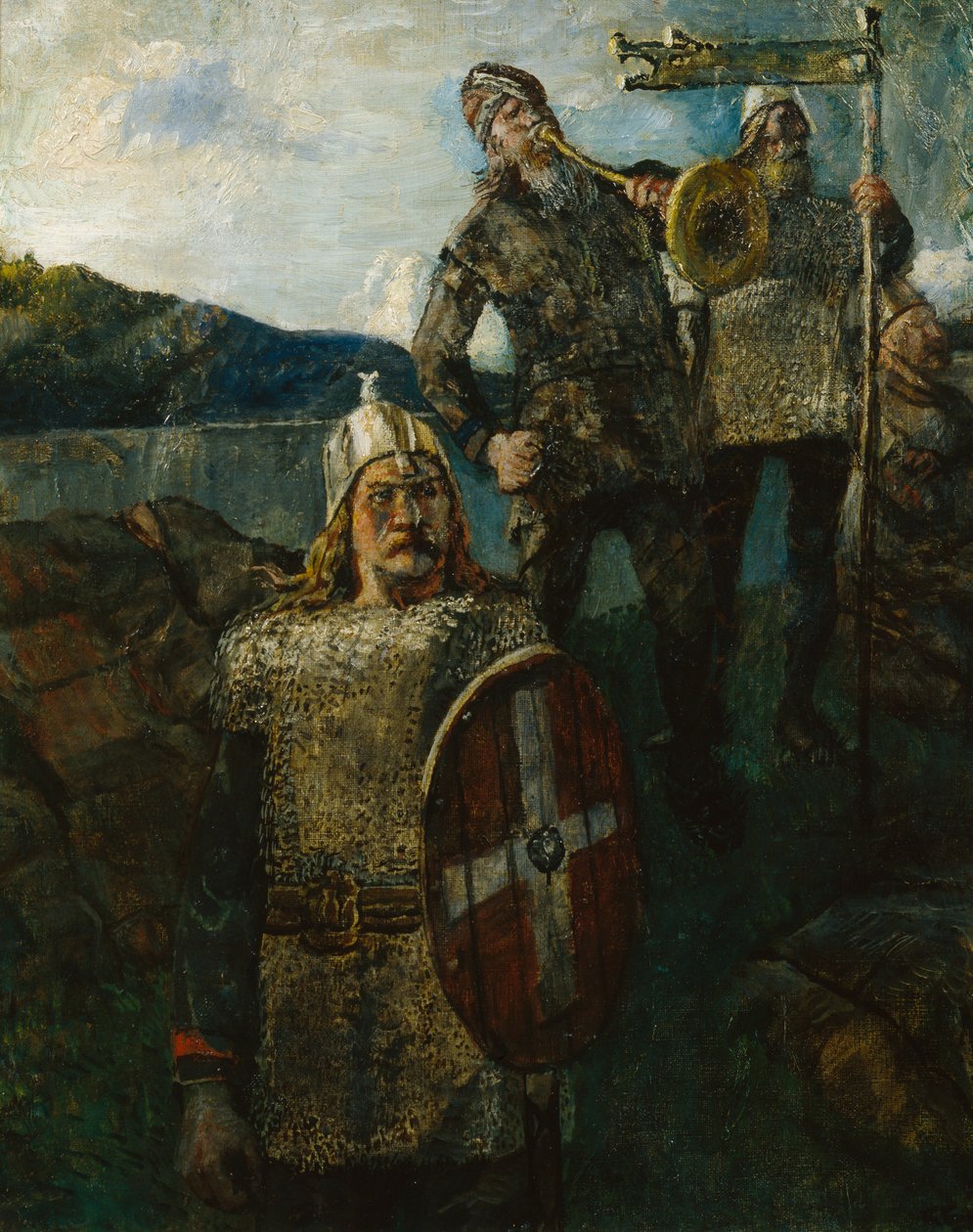 Kral Olav ordunun sesini üflemesine izin verdi by Christian Krohg