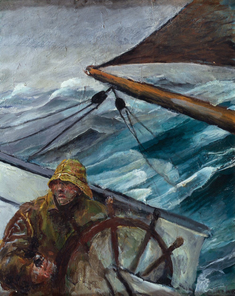 Dümende eş (tuval üzerine yağlı boya) by Christian Krohg