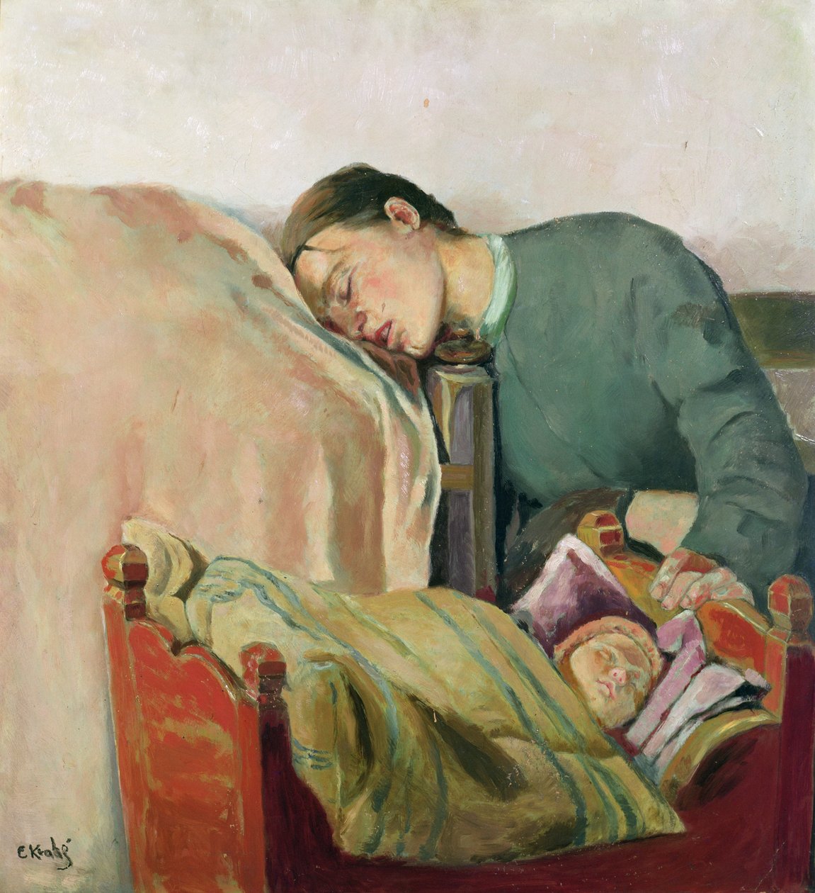 Anne ve çocuk (tuval üzerine yağlı boya) by Christian Krohg