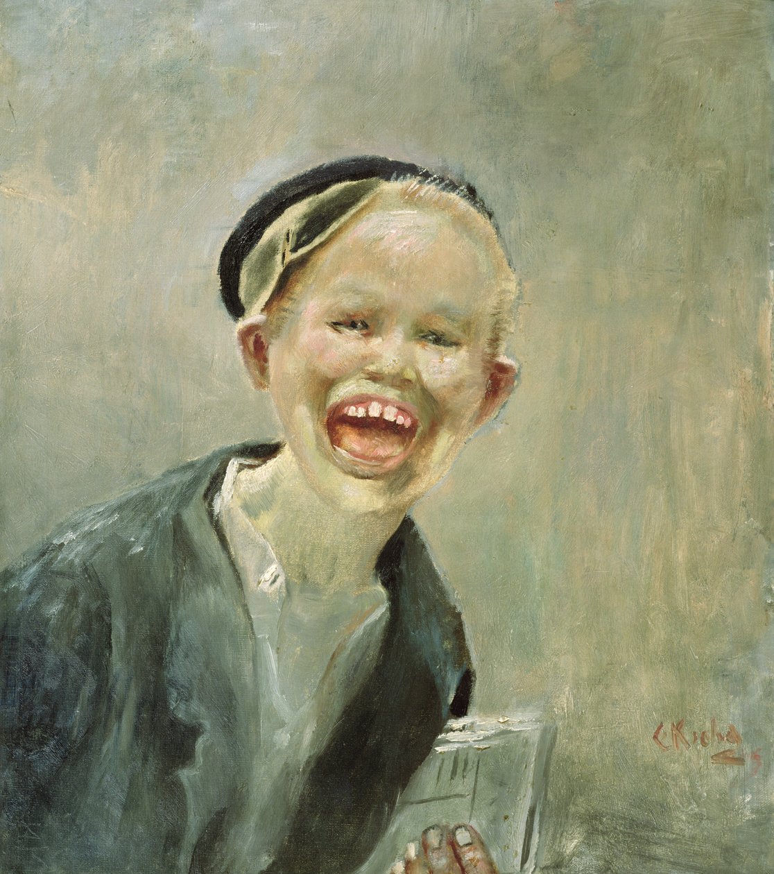 Gazete çocuğu (tuval üzerine yağlı boya) by Christian Krohg