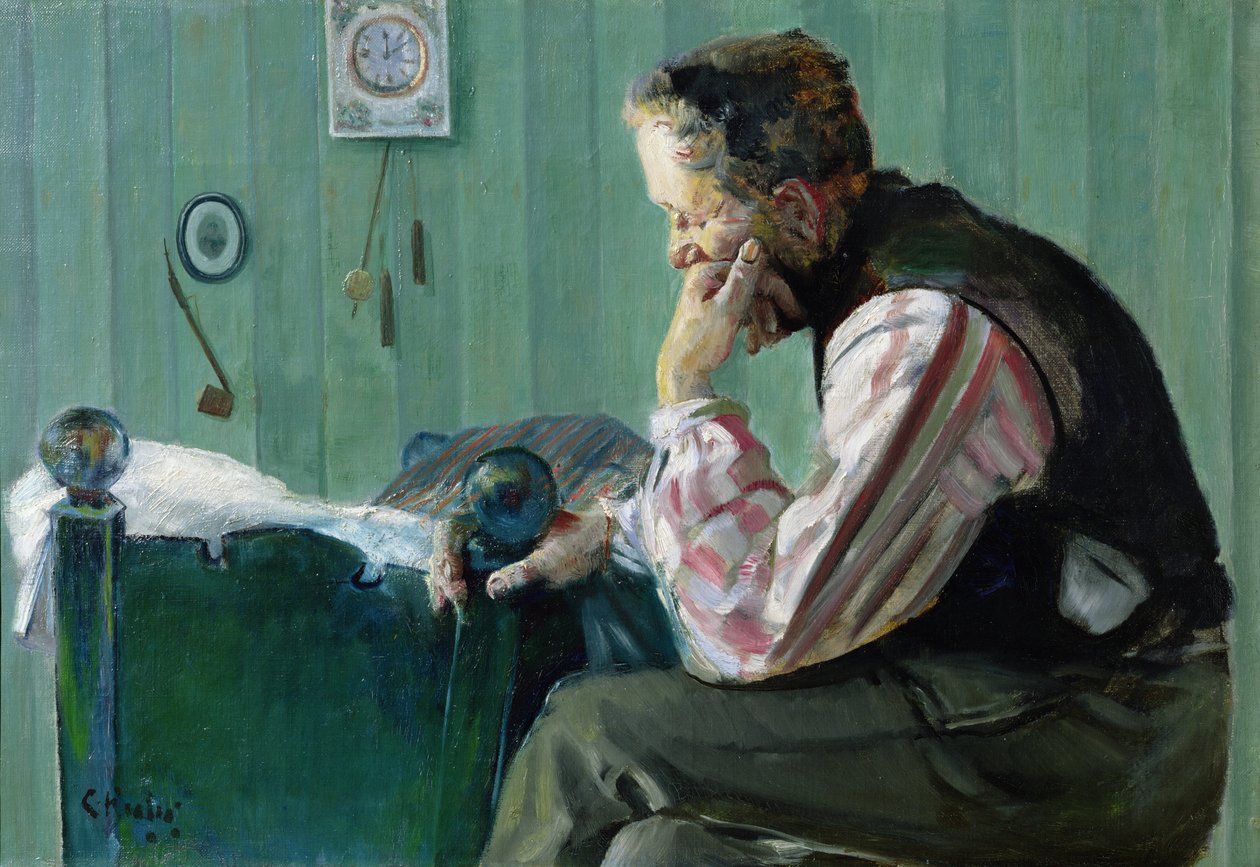 Portre, Terje Vigen (tuval üzerine yağlı boya) by Christian Krohg