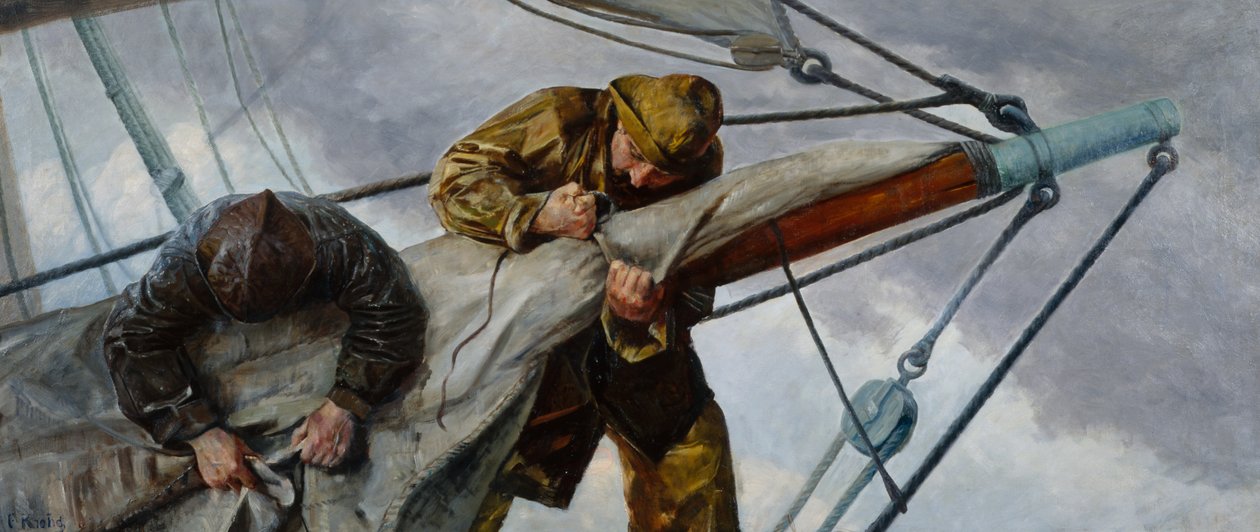 Yelkenlerdeki resif by Christian Krohg