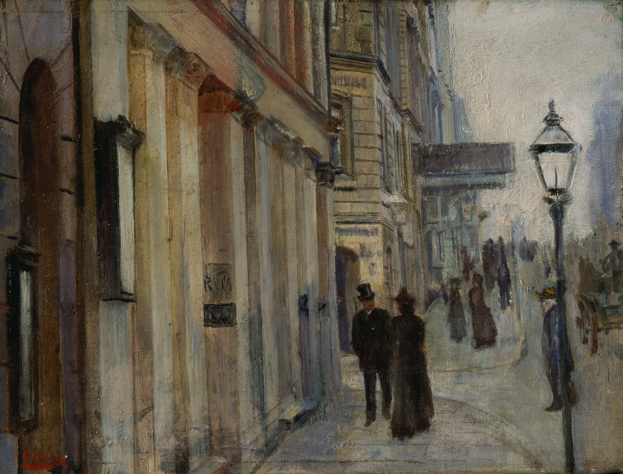 Köşe Karl Johan caddesi ve Dronningen caddesi by Christian Krohg