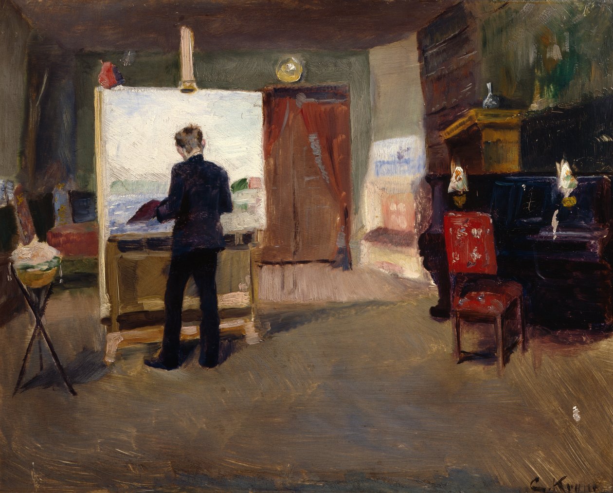 Stüdyoda ressam Nils Hansteen by Christian Krohg