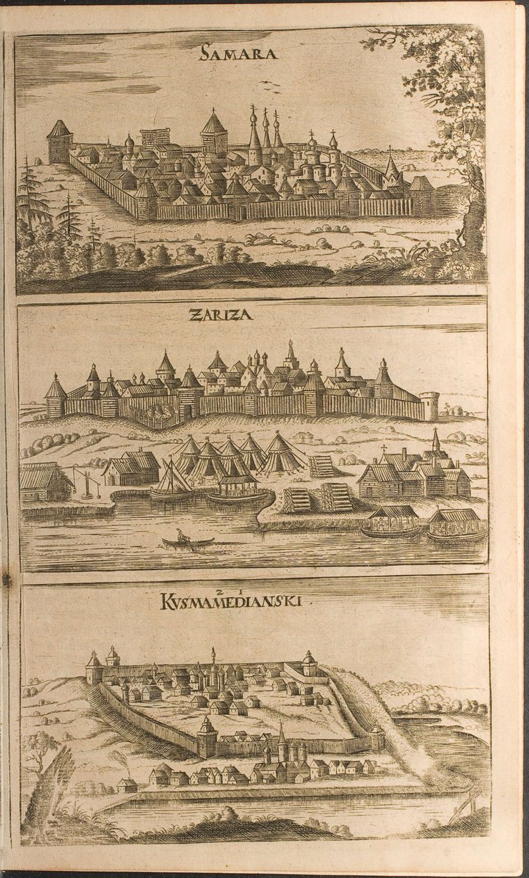Büyük Muscovy Düküne Seyahatlerden Samara, Tsaritsyn ve Kozmodemyansk İllüstrasyonu by Christian Lorenzen Rothgiesser
