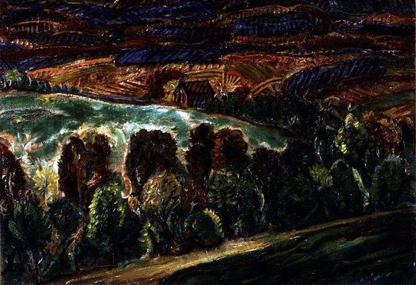 Manzaralı Kabin (panelde yağ) by Christian Rohlfs