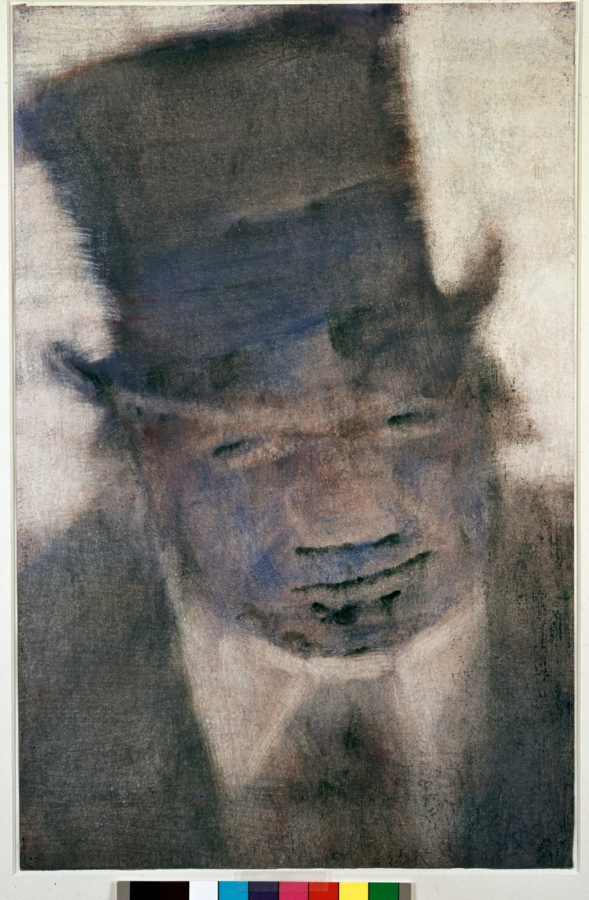 Silindir şapkalı adam Guaj ve kurşun kalemle boyama, Christian Rohlfs by Christian Rohlfs