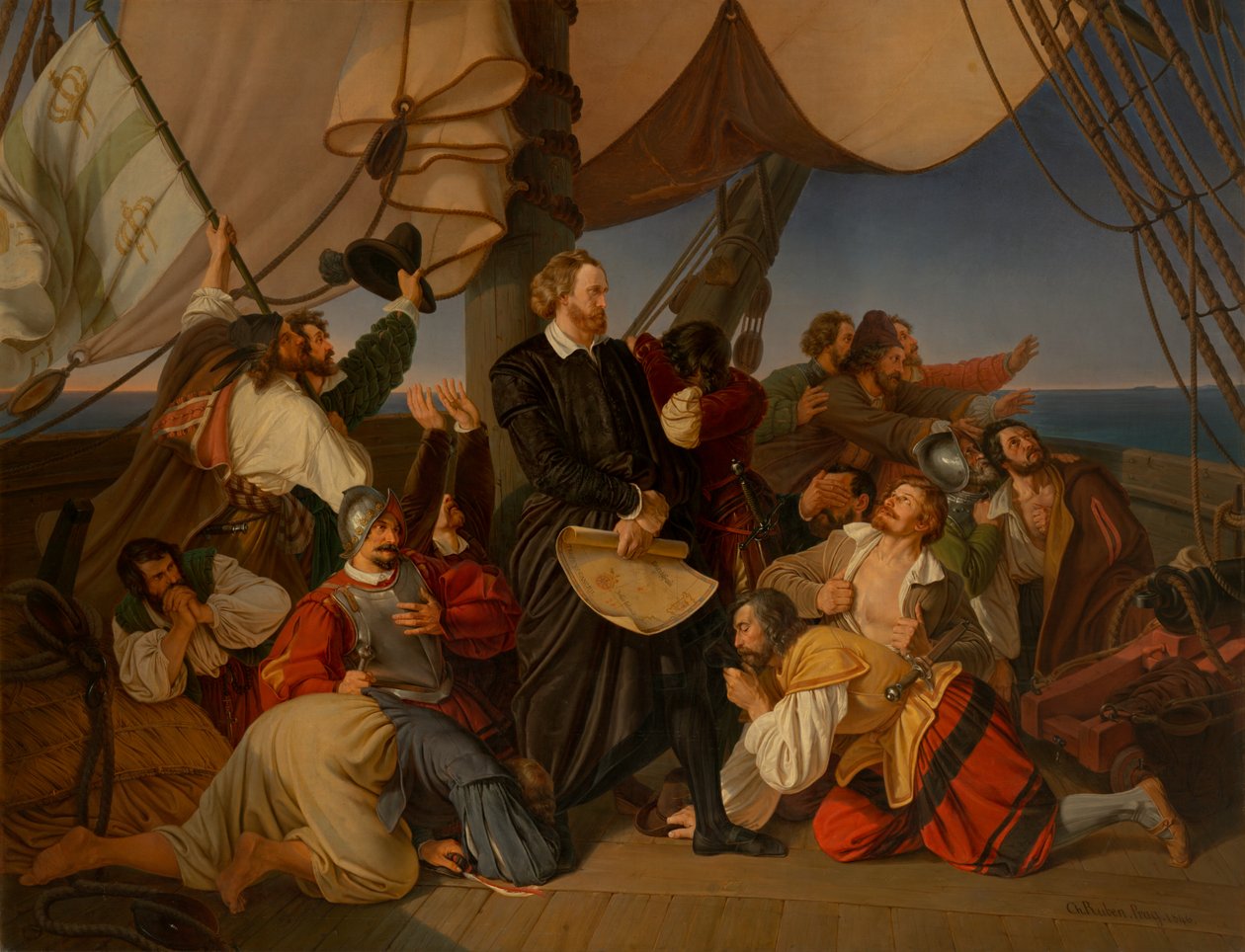 Kolomb Amerika Kıyılarını Keşfediyor, 1846 by Christian Ruben