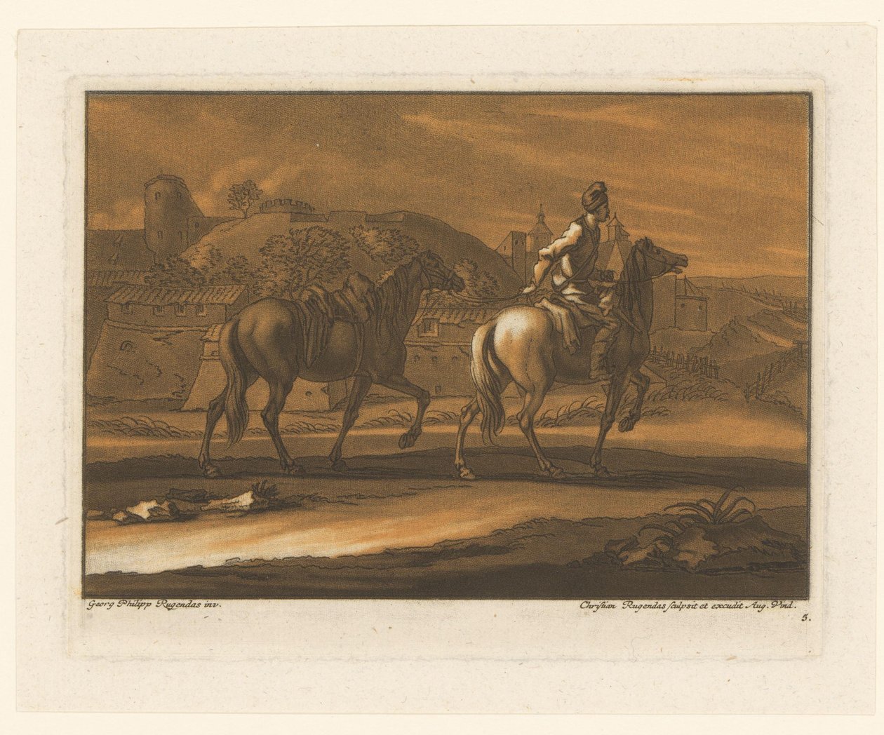 Binici bir ata yol açar Biniciler, Atlar ve Savaşlar (dizi başlığı) by Christian Rugendas