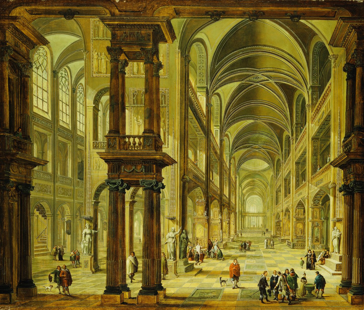 Figürlü Hayali Bir Kilise İçi, by Christian Stocklin