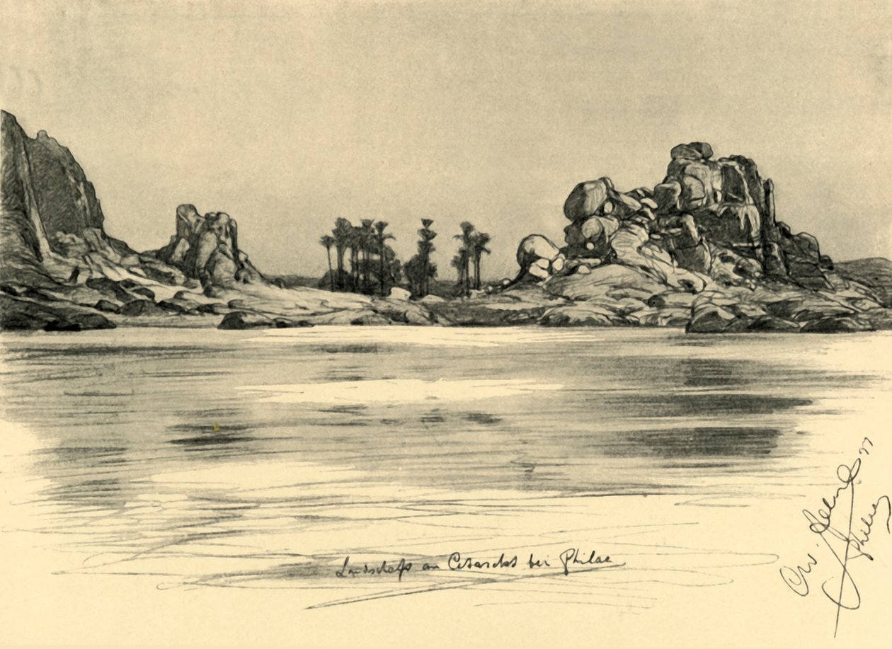 Nil Nehri üzerindeki Philae Adası yakınlarındaki İlk Katarakt, Mısır, 1898. by Christian Wilhelm Allers
