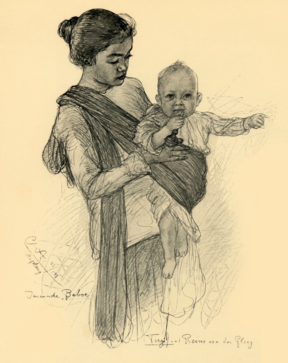 Avrupalı bebekli Cava dadı, Magalang, 1898. by Christian Wilhelm Allers