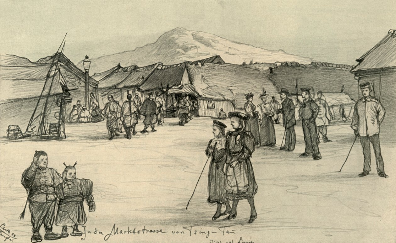 Pazar çığlıkları, Qingtao, Çin, 1898. by Christian Wilhelm Allers