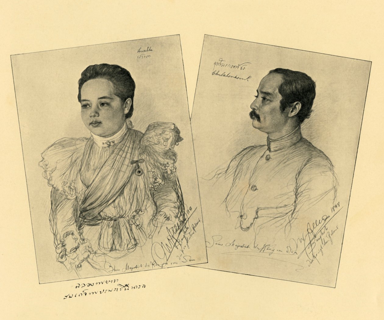 Siam Kralı ve Kraliçesi, 1898. by Christian Wilhelm Allers