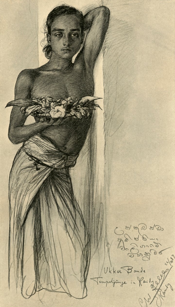 Ukku Banda, tapınaktaki genç adam, Kandy, Seylan, 1898. by Christian Wilhelm Allers