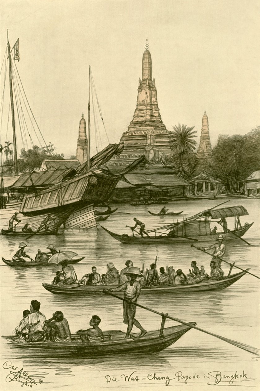 Wat Chaeng, Bangkok, Siam, 1898. by Christian Wilhelm Allers